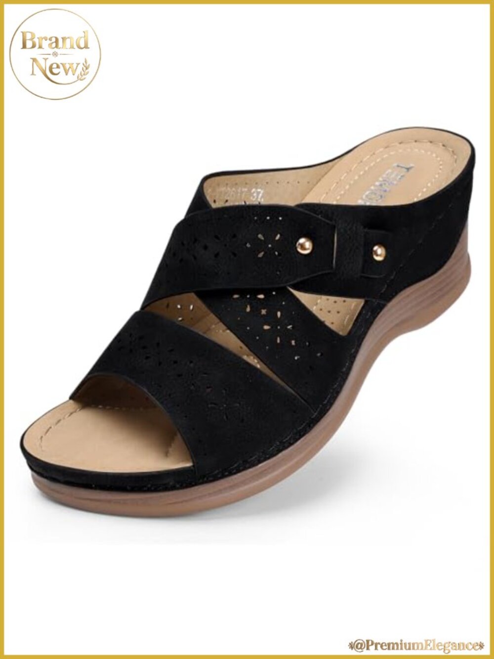 Wedge Sandals for Women Comfortable Platform Slip-On Low Heel PU Leather